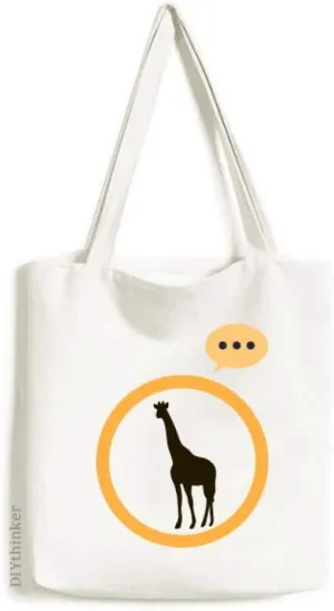 Black Ciraffe Cute Animal Portrayal Expression Gift Sack Canvas Tote Shoulder Bag
