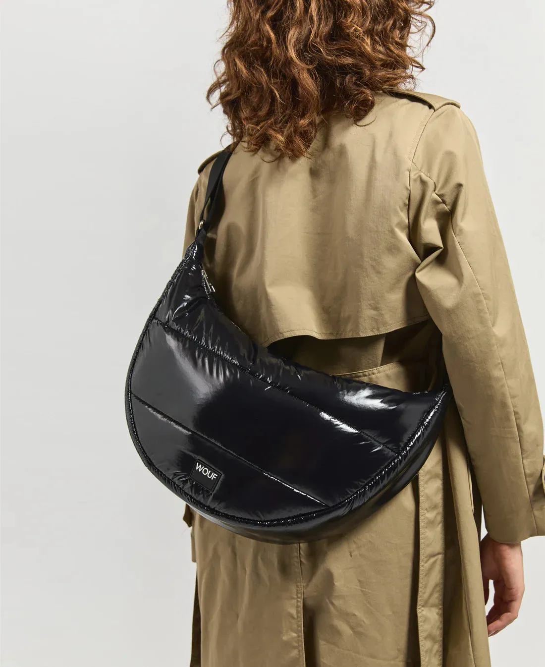 Black Glossy Large Crossbody Bag