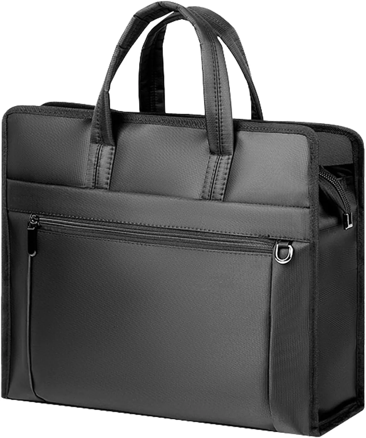 Black Oxford Handle Document Bag with Zipper Briefcase for Men File Tote Bag for Carrying Paper Files (Horizontal)