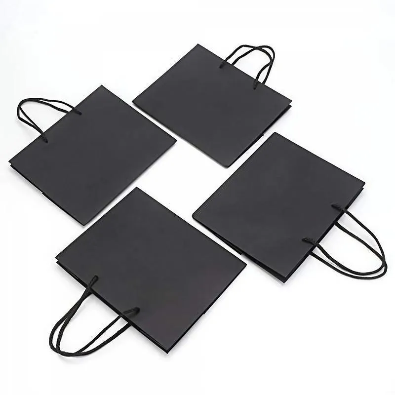 Black Paper Gift Bags with Cotton Handles 150PCS Black