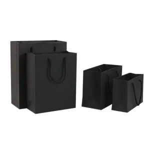Black Paper Gift Bags with Cotton Handles 150PCS Black