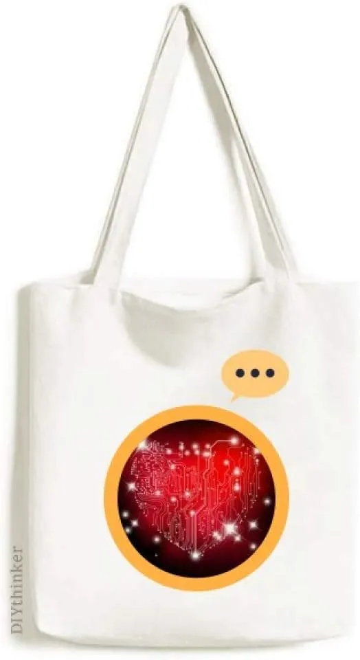 Black Red Heart Shaped Valentine Expression Gift Sack Canvas Tote Shoulder Bag