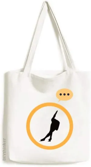 Black Sport Roller Skating Outline Expression Gift Sack Canvas Tote Shoulder Bag