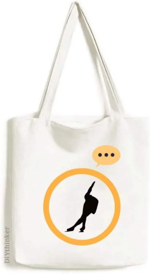Black Sport Roller Skating Outline Expression Gift Sack Canvas Tote Shoulder Bag