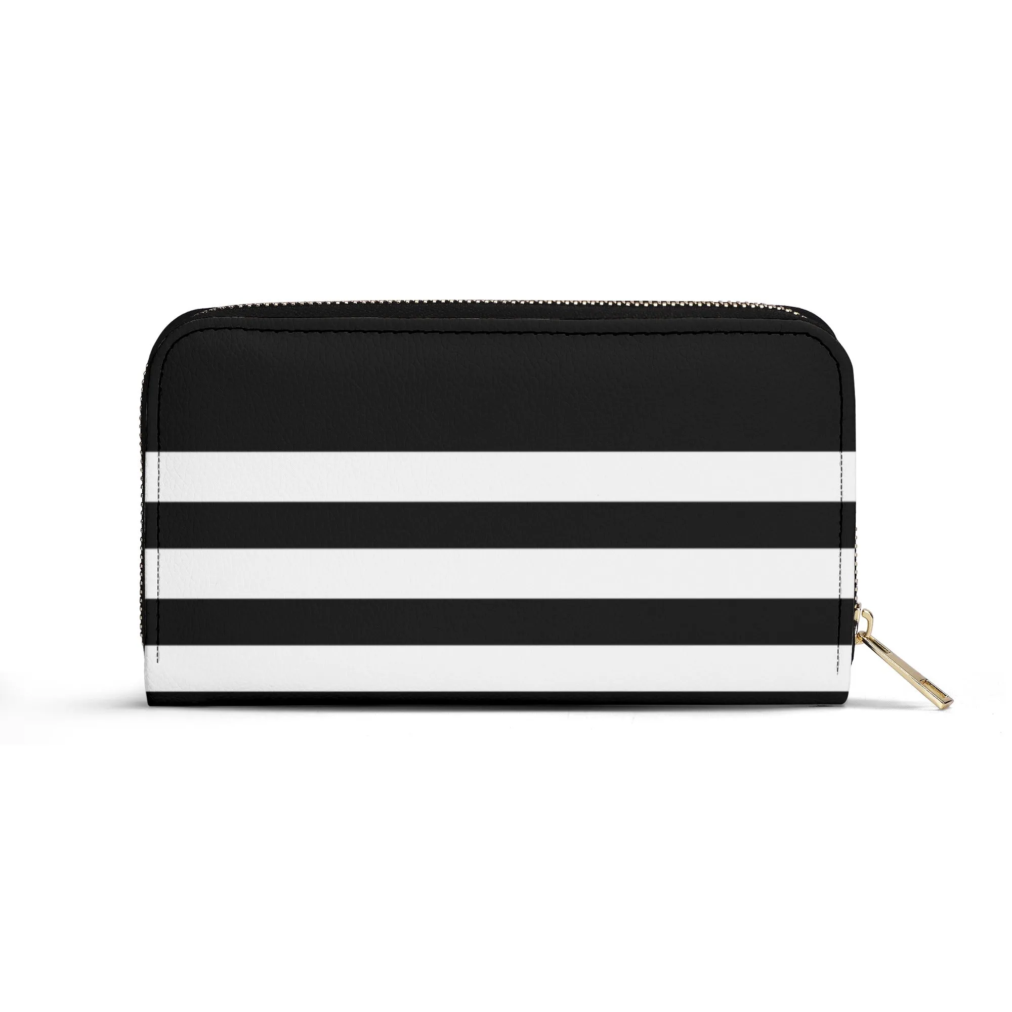 Black With White Stripes PU Leather Wallet