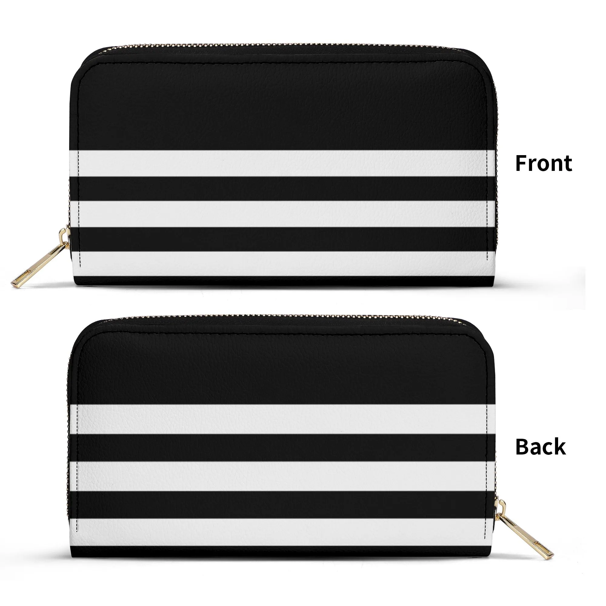 Black With White Stripes PU Leather Wallet