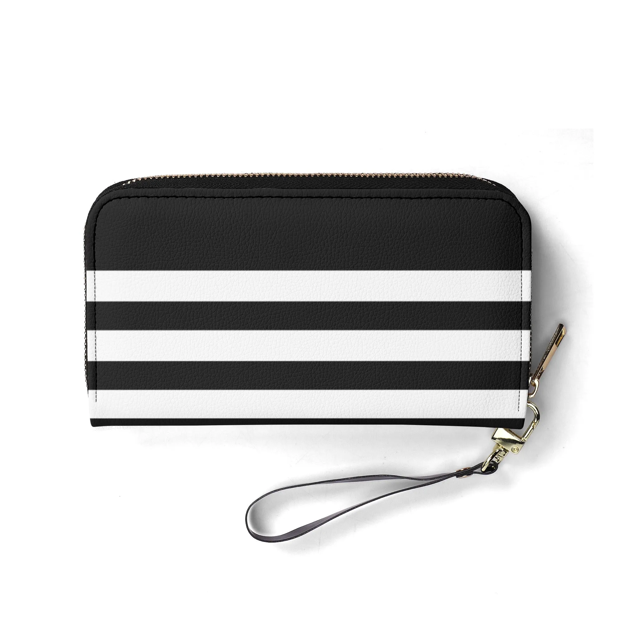 Black With White Stripes PU Leather Wallet