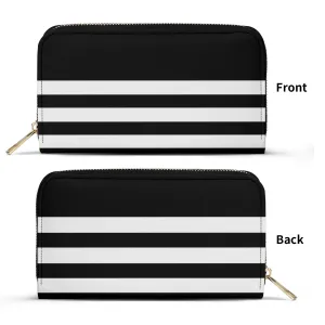 Black With White Stripes PU Leather Wallet