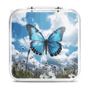 Blue Butterfly And Clouds Switch Game Case Switch Game Holder Cartridge Case Storage 12 Games & 2 Micro Sd Card Slots, Travel Carry Cases, Portable Games Card Storage, Hard Shell, Buckle Closure