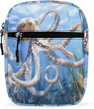 Blue Octopus Ocean Octopus Small Crossbody Bags Mini Shoulder Bag Travel Messenger Bag for Men Women