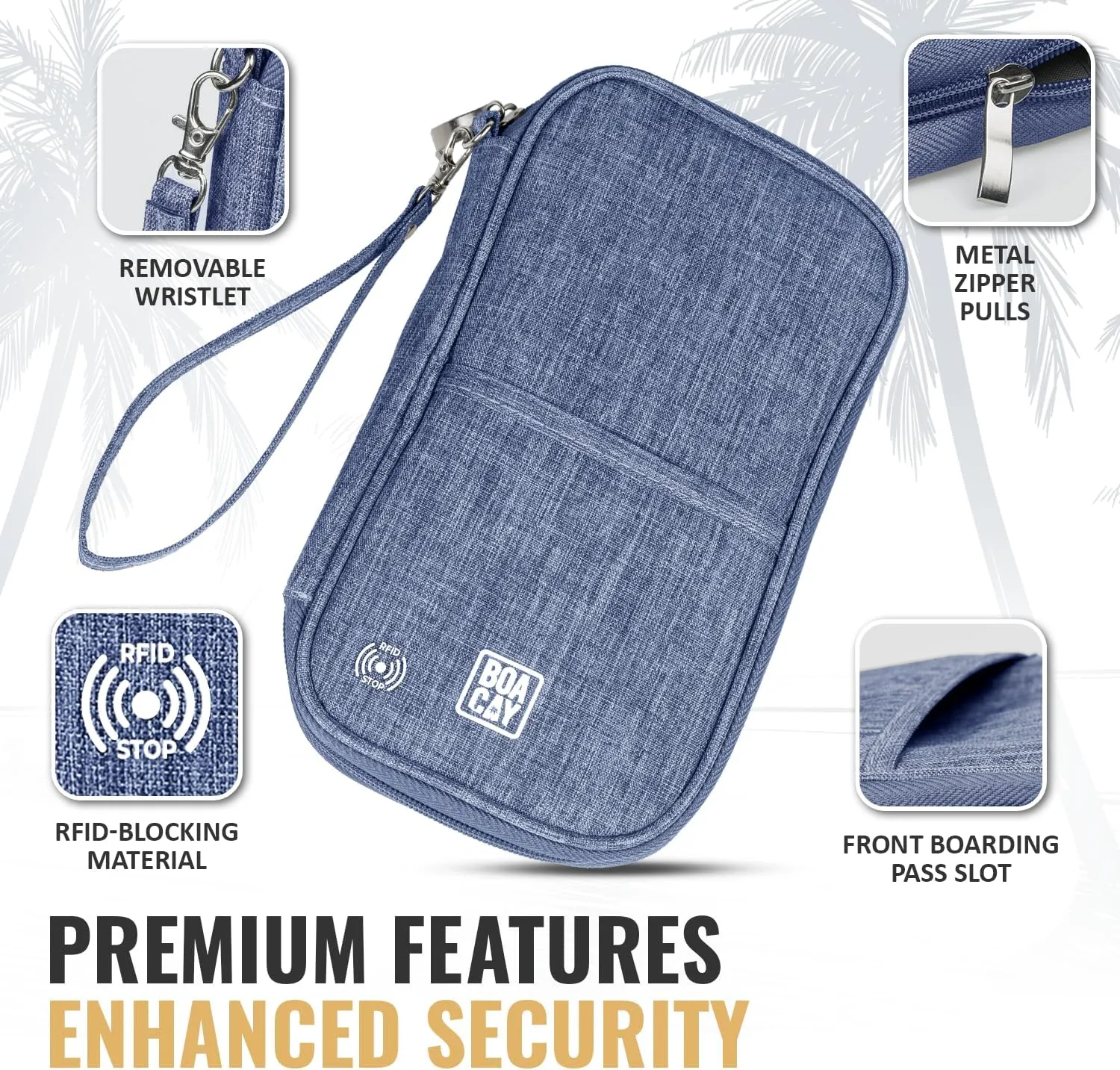 BOACAY Travel Document Organizer with RFID, Family Passport Holder, Wallet for Women & Men, Portable & Waterproof Case for Cards, Boarding Pass, Money