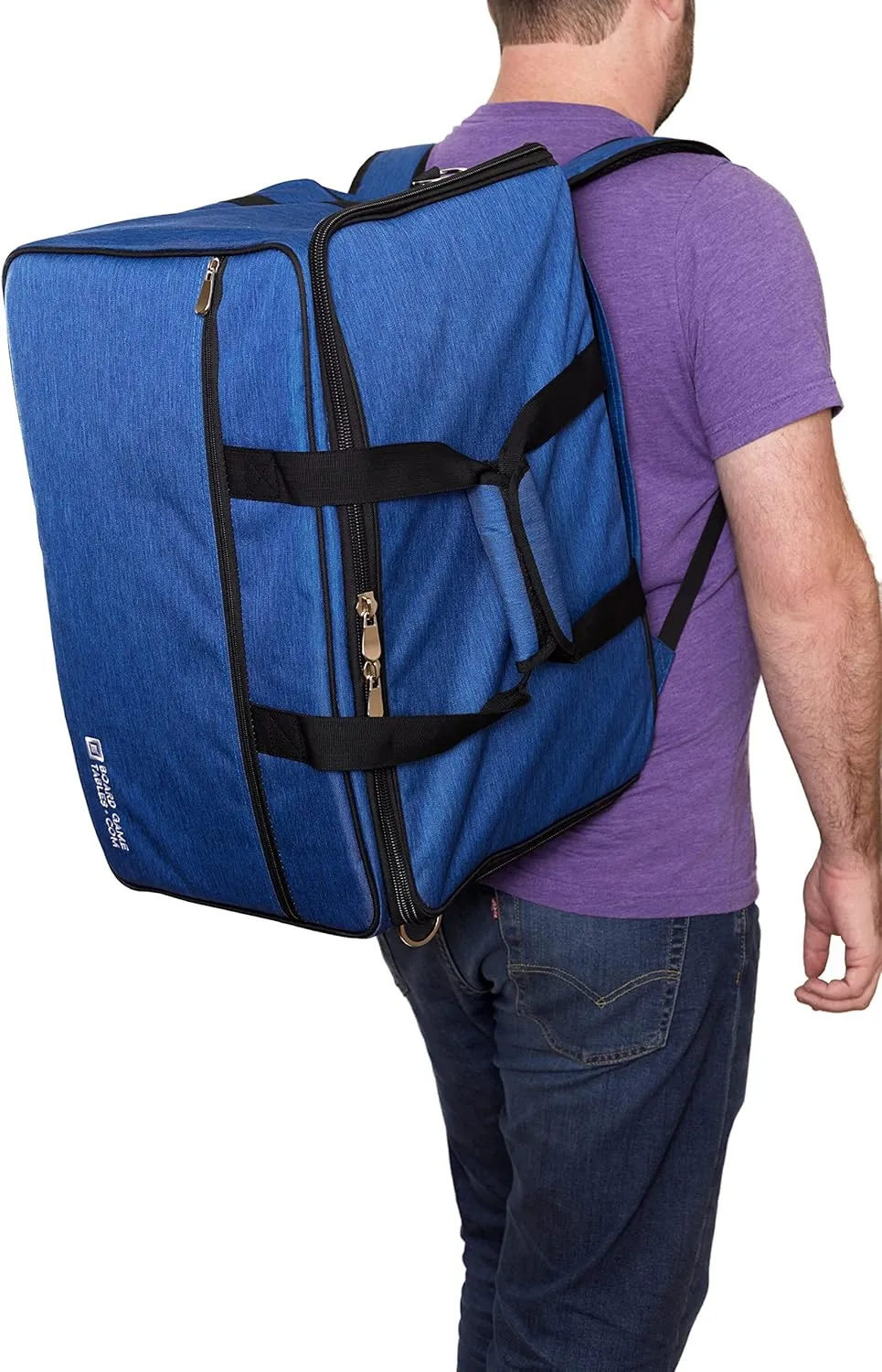 Board Game Bag - Fits 7 Standard Boxes - Carry With Backpack/Shoulder Strap/Luggage Slip - Padded For Protection - Duffle Bag For Travel Or Game Night - Pocket For DND Accessories (Amethyst Purple)