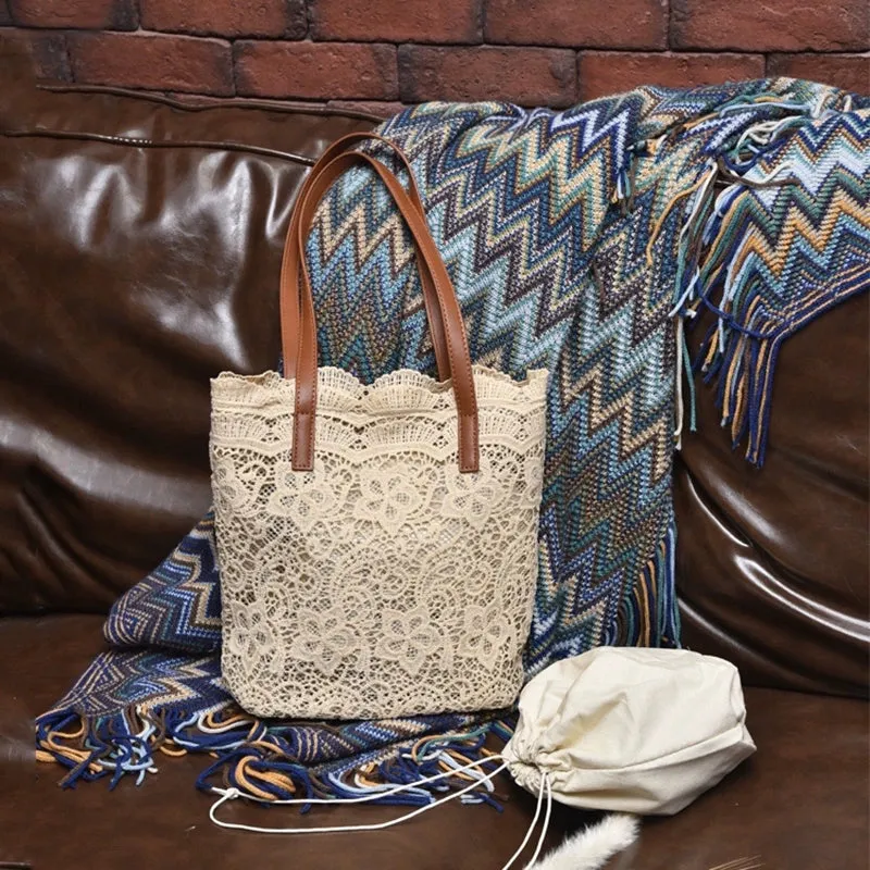 Bohemian Fairy Lace Embroidered Shoulder Bag, Boho Totebag