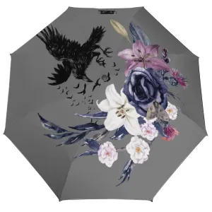 Boho Crow Auto Umbrella with Printed Pattern Outside ZYS03-8K