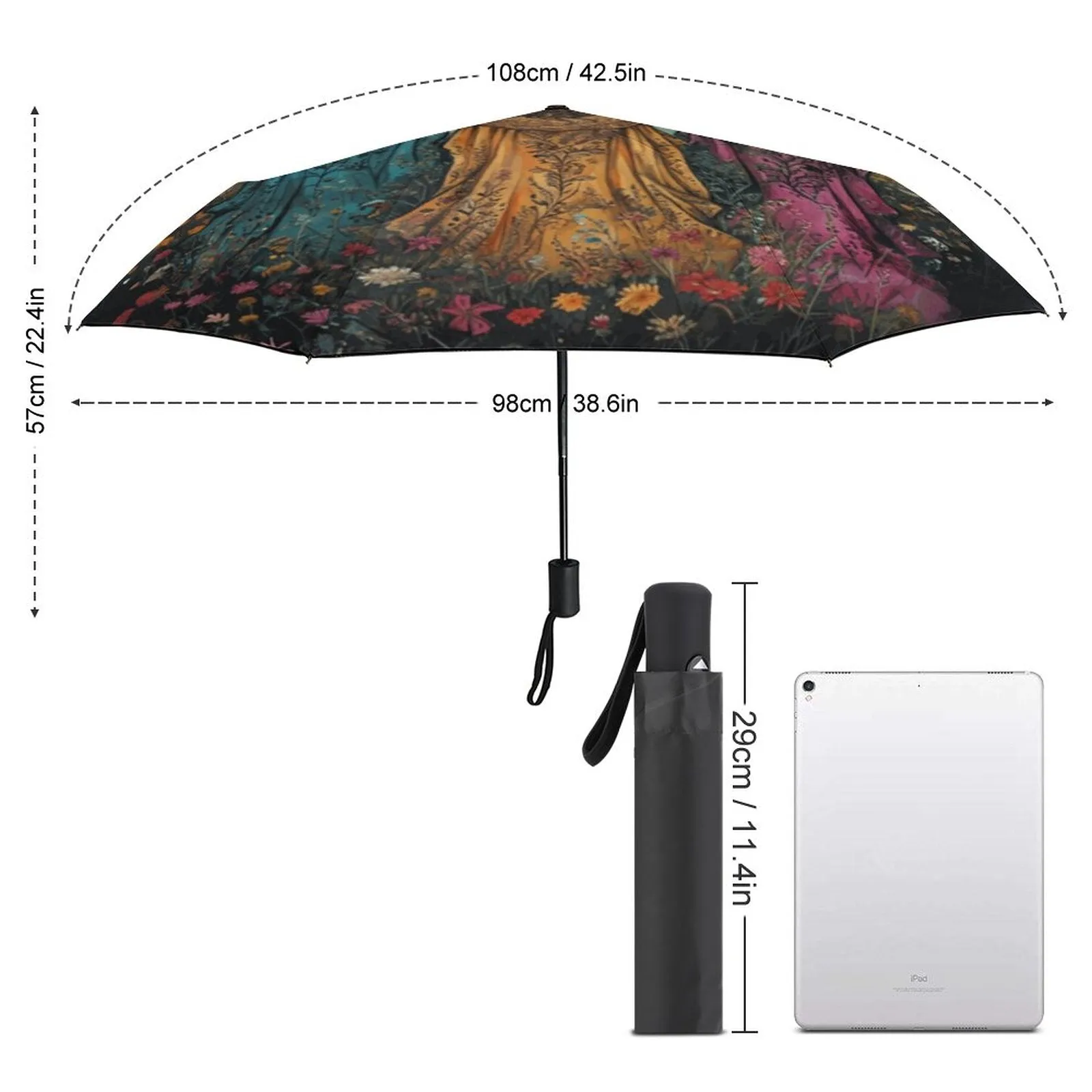 Boho Witches Auto Umbrella with Printed Pattern Outside ZYS03-8K