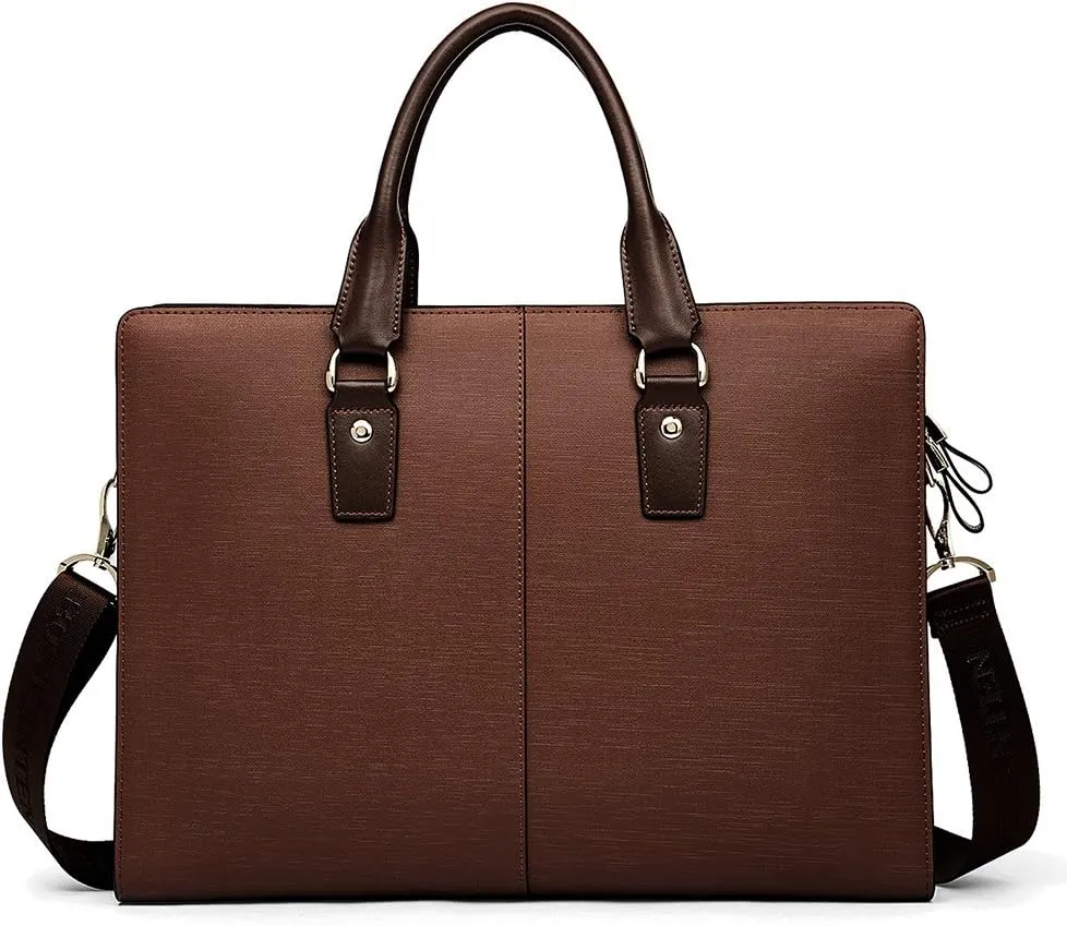 BOSTANTEN Leather Lawyers Briefcase Laptop Business Slim Bags for Men & Women
