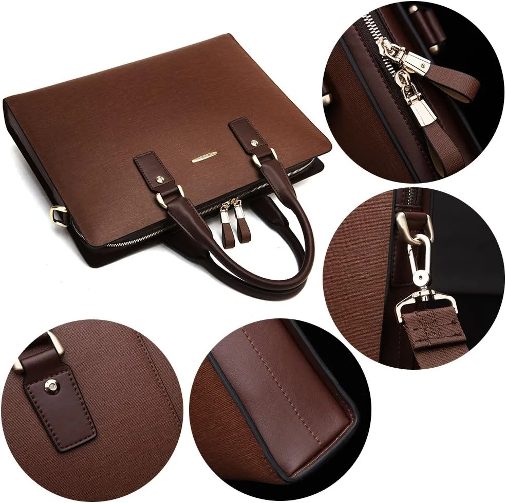 BOSTANTEN Leather Lawyers Briefcase Laptop Business Slim Bags for Men & Women
