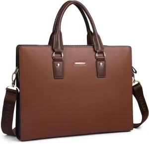 BOSTANTEN Leather Lawyers Briefcase Laptop Business Slim Bags for Men & Women