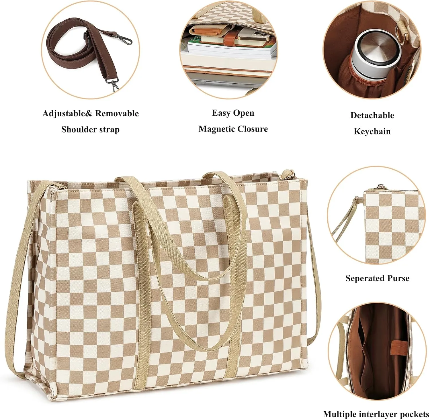BTOOP Tote Bag for Women Work Teacher Tote Bag 15.6 inch Laptop Shoulder Bags Handbag Office Briefcase with Clutch Purse