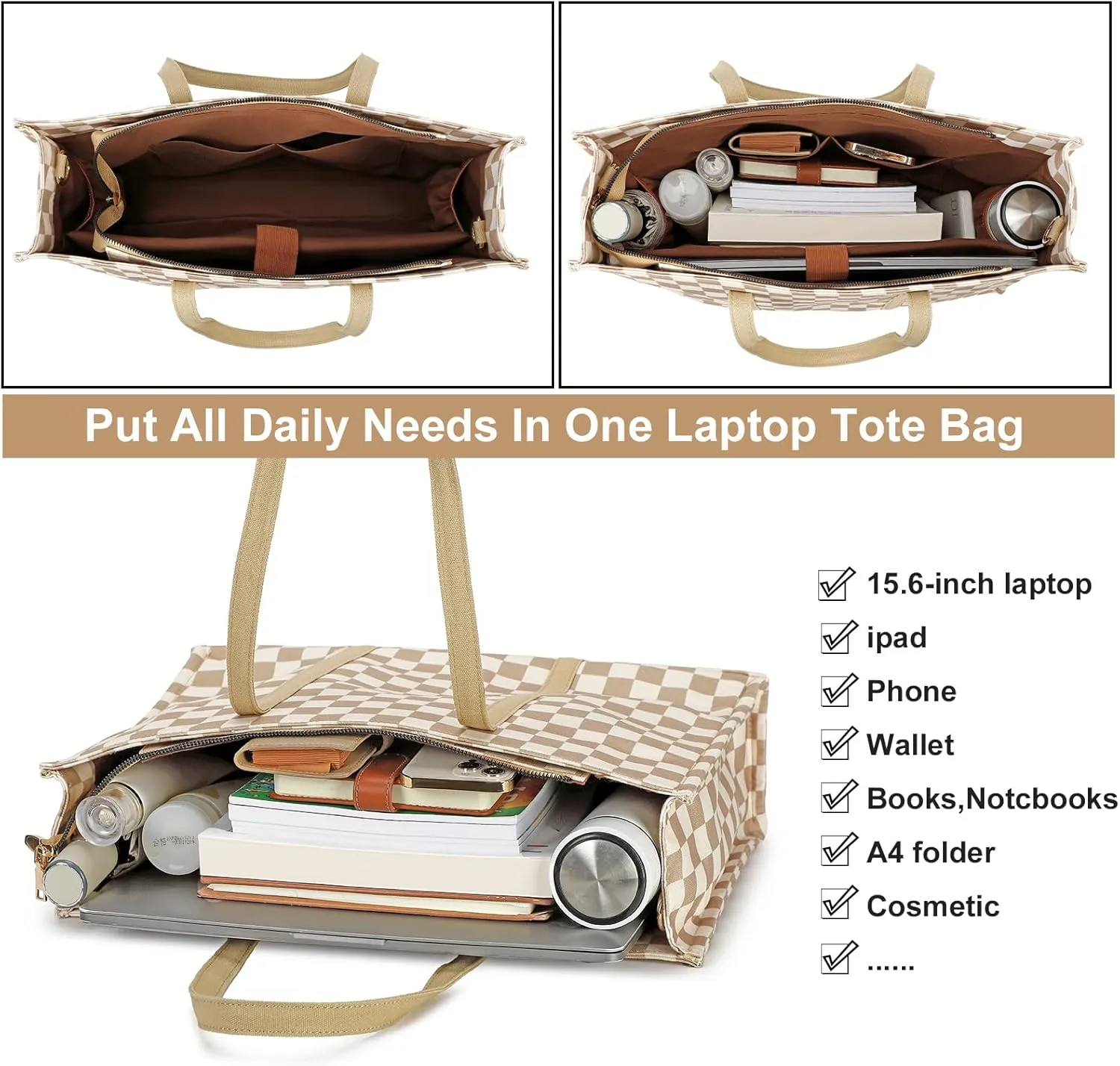 BTOOP Tote Bag for Women Work Teacher Tote Bag 15.6 inch Laptop Shoulder Bags Handbag Office Briefcase with Clutch Purse