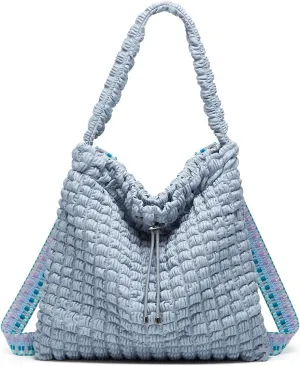 Bubble Hobo Bags for Women Leather Bucket Bags Drawstring Hobo Purse Crossbody Shoulder Bag Large Tote Bag Satchels Travel