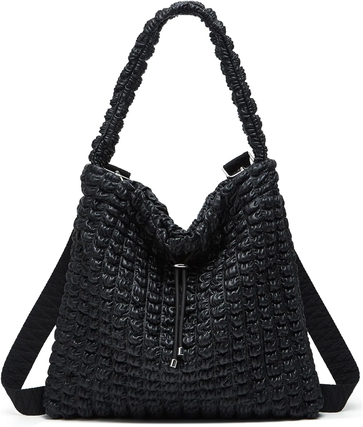Bubble Hobo Bags for Women Leather Bucket Bags Drawstring Hobo Purse Crossbody Shoulder Bag Large Tote Bag Satchels Travel