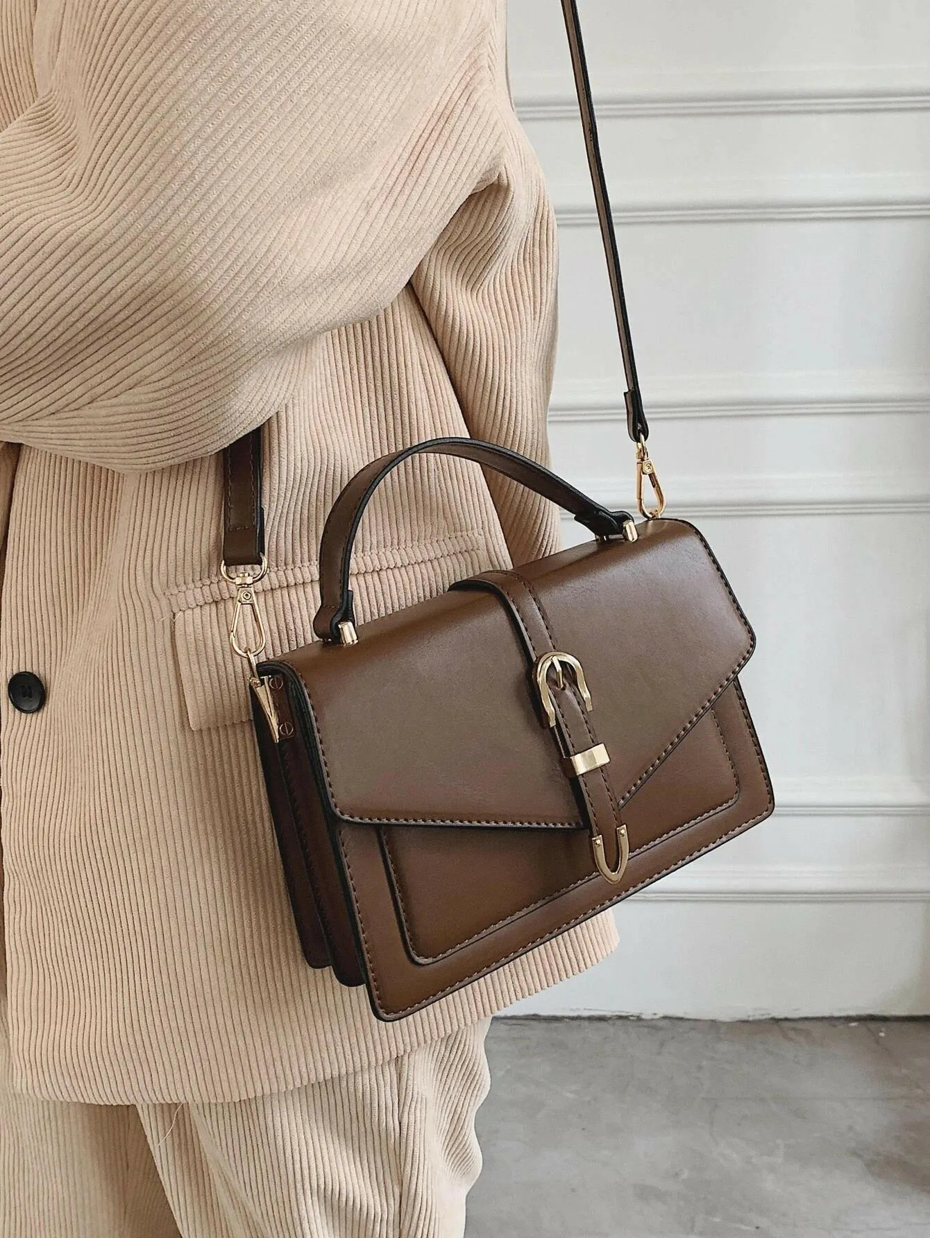 Buckle Decor Flap Square Bag