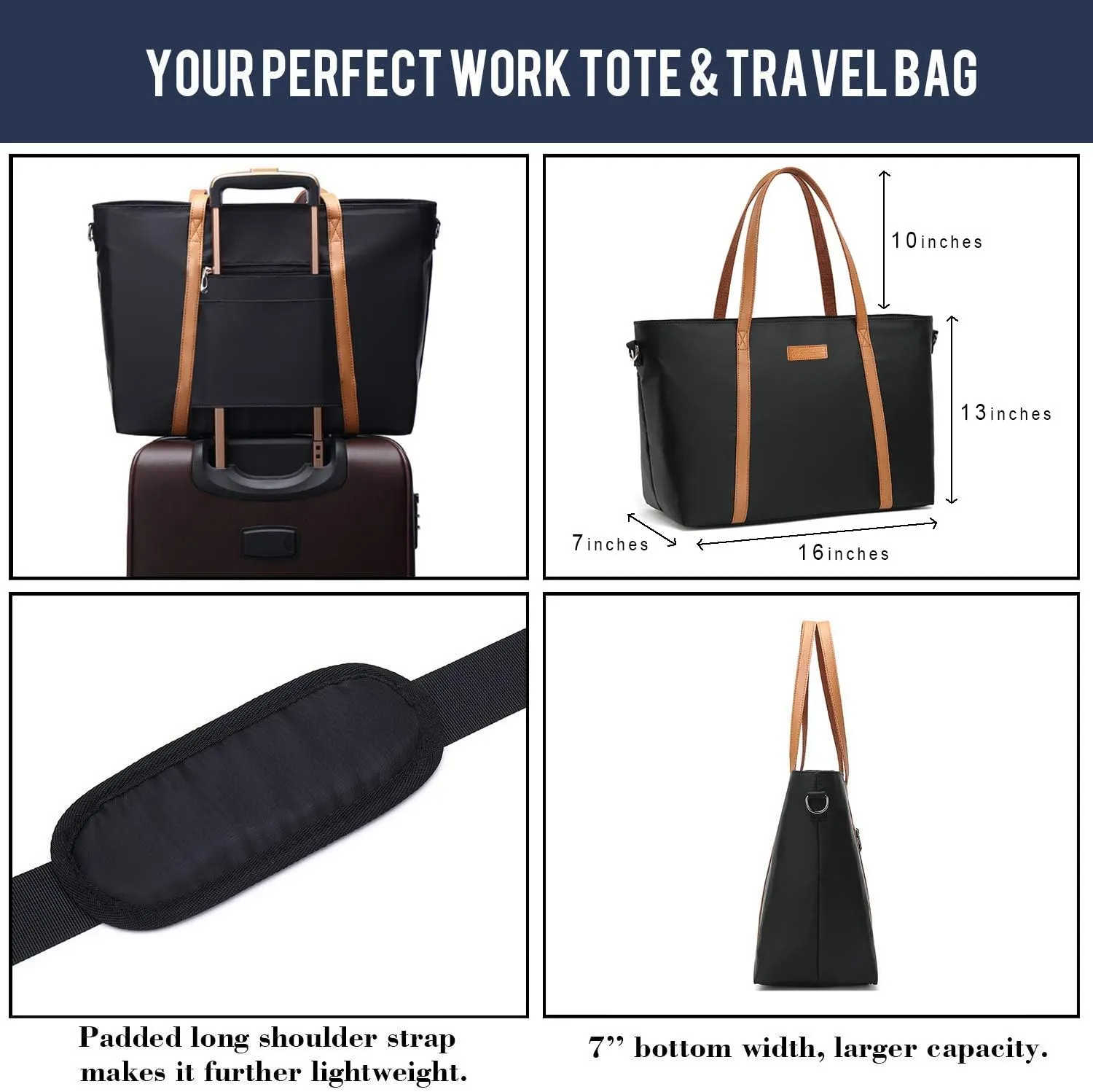 BUG Lightweight Women Laptop Tote Bag for Work, Casual Handbag for Travel Beach College Teacher