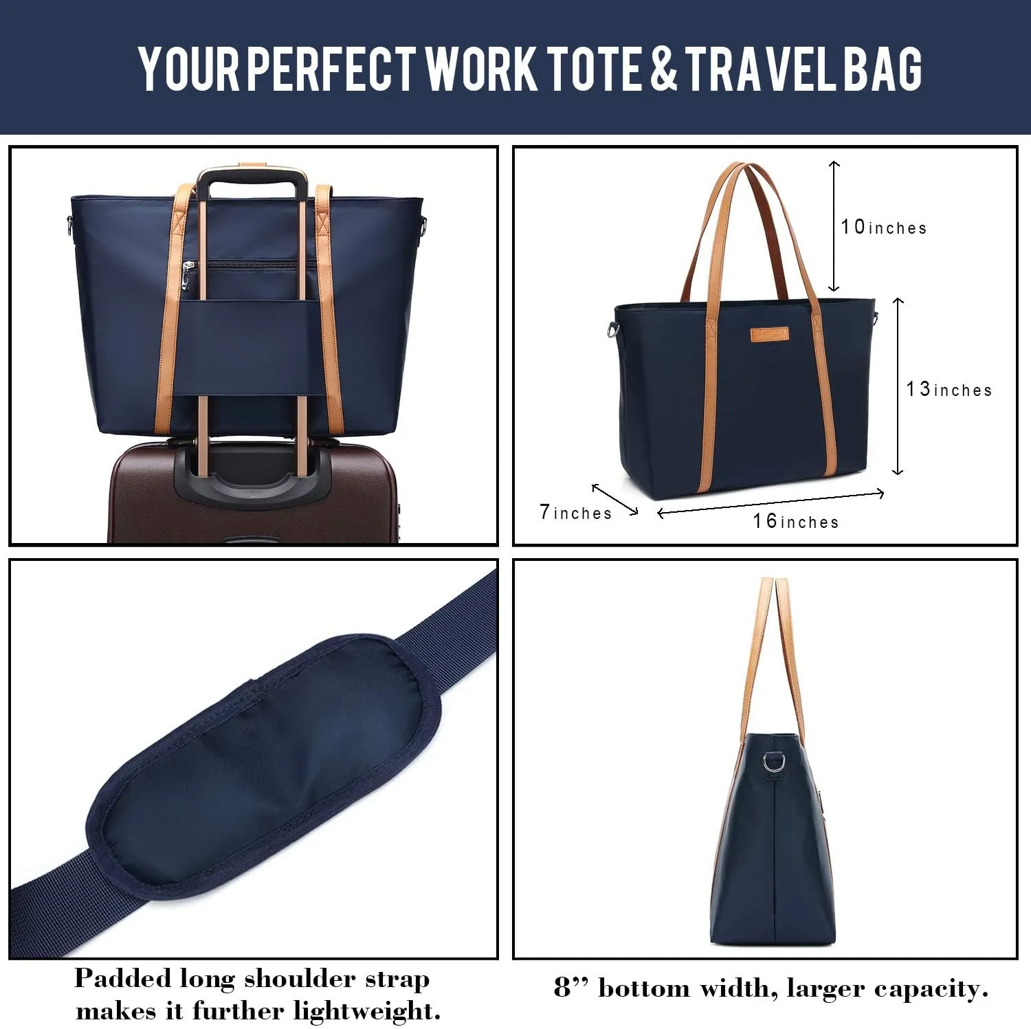 BUG Lightweight Women Laptop Tote Bag for Work, Casual Handbag for Travel Beach College Teacher