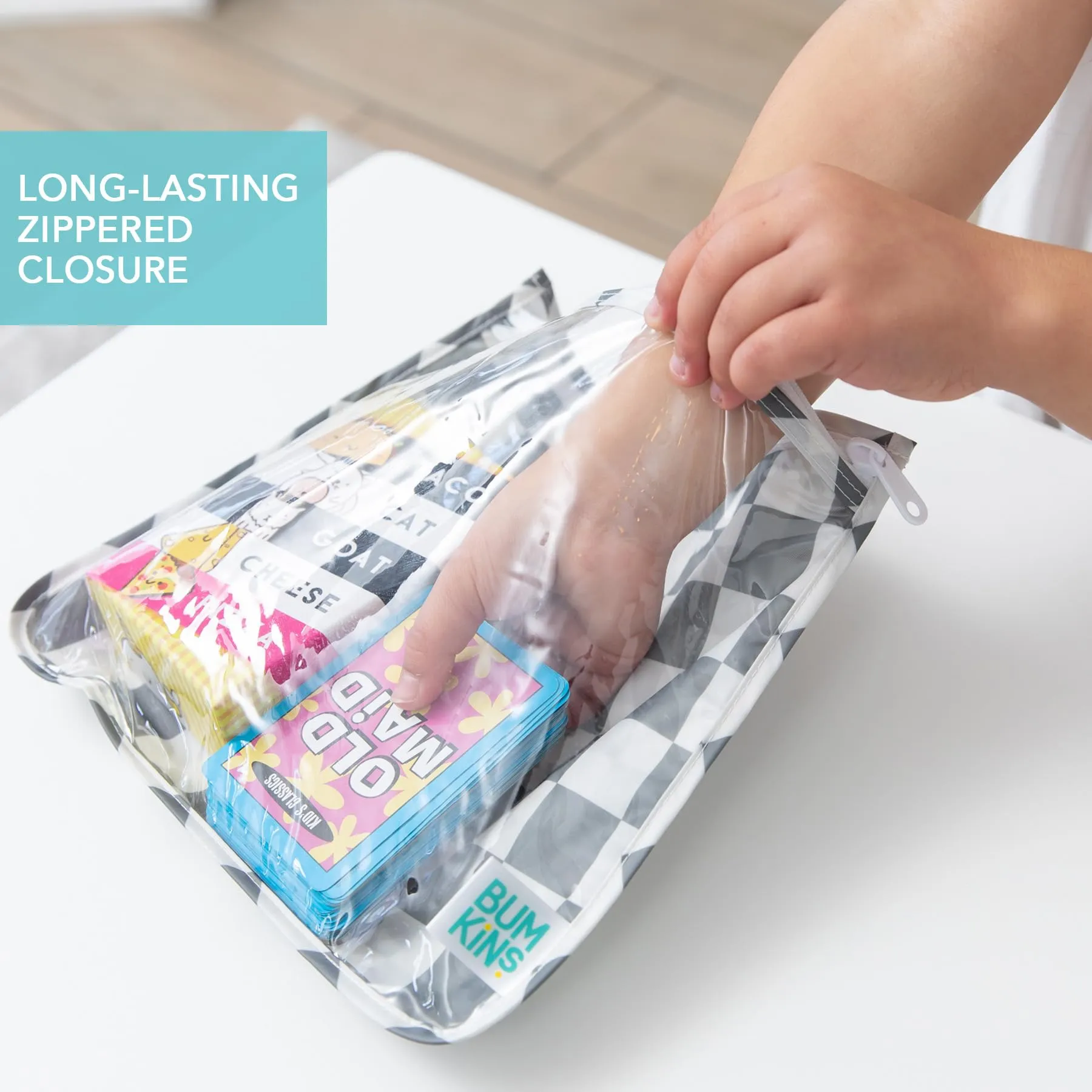 Bumkins Travel Bag, Toiletry, TSA Approved Pouch, Zip Bag, Quart Size Airline Compliant, Clear-Sided, Baby, Diaper Bag Organization, Makeup, Accessories, Packing, Set of 3 Sizes, Charcoal Check