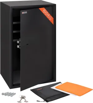 Business XXL Key Lock Safe 28.74"H x 15.75"W x 14.17"D with Fireproof A4 Bag, Large Office Safe 3.6 Cubic Feet for Documents A4 with 3 Height-Adjustable Shelves for Money & Jewelry