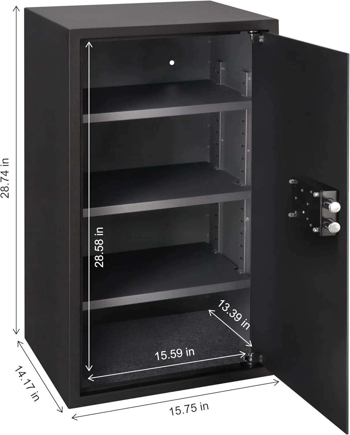 Business XXL Key Lock Safe 28.74"H x 15.75"W x 14.17"D with Fireproof A4 Bag, Large Office Safe 3.6 Cubic Feet for Documents A4 with 3 Height-Adjustable Shelves for Money & Jewelry