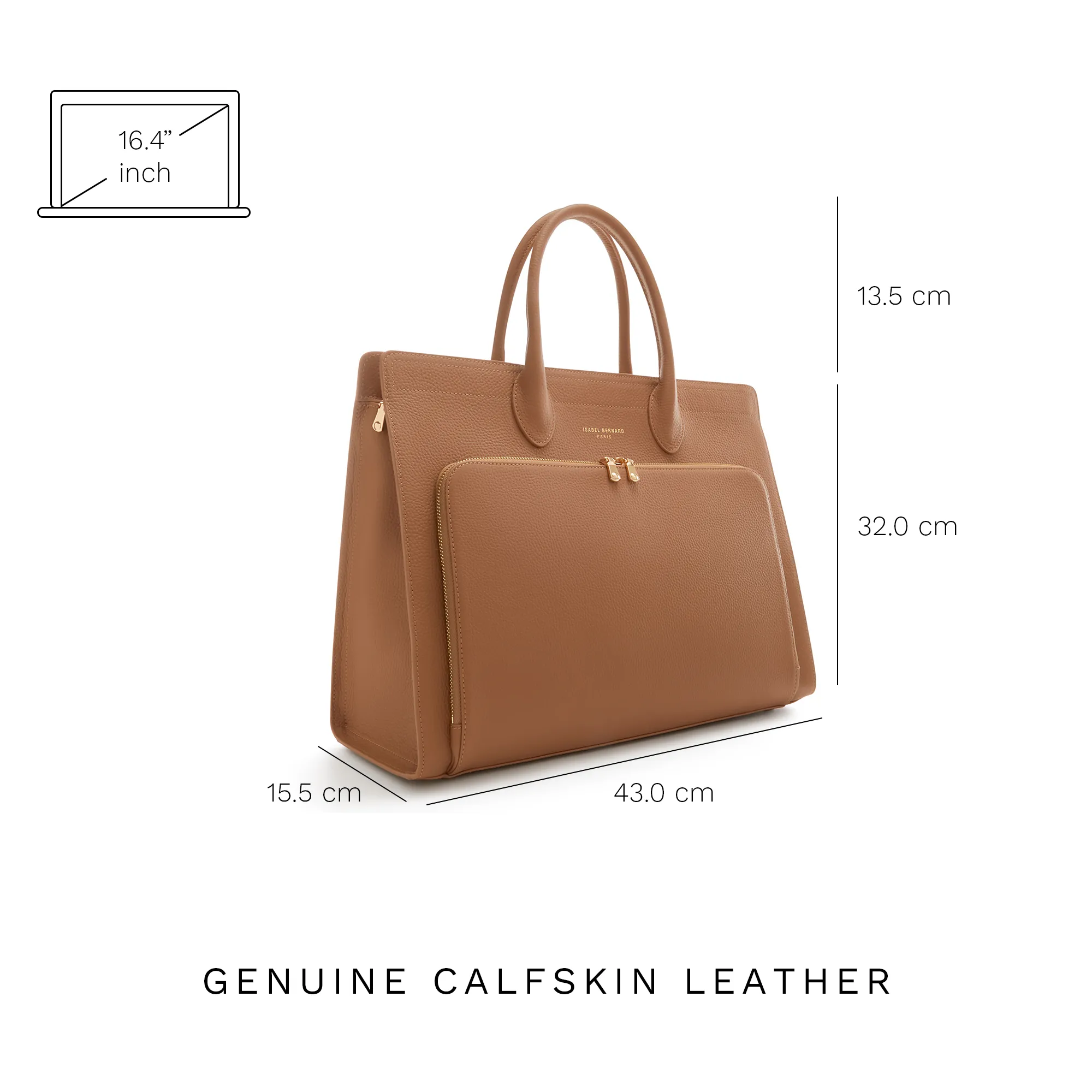 Cadeau d'Isabel camel calfskin leather handbag and zipper wallet gift set