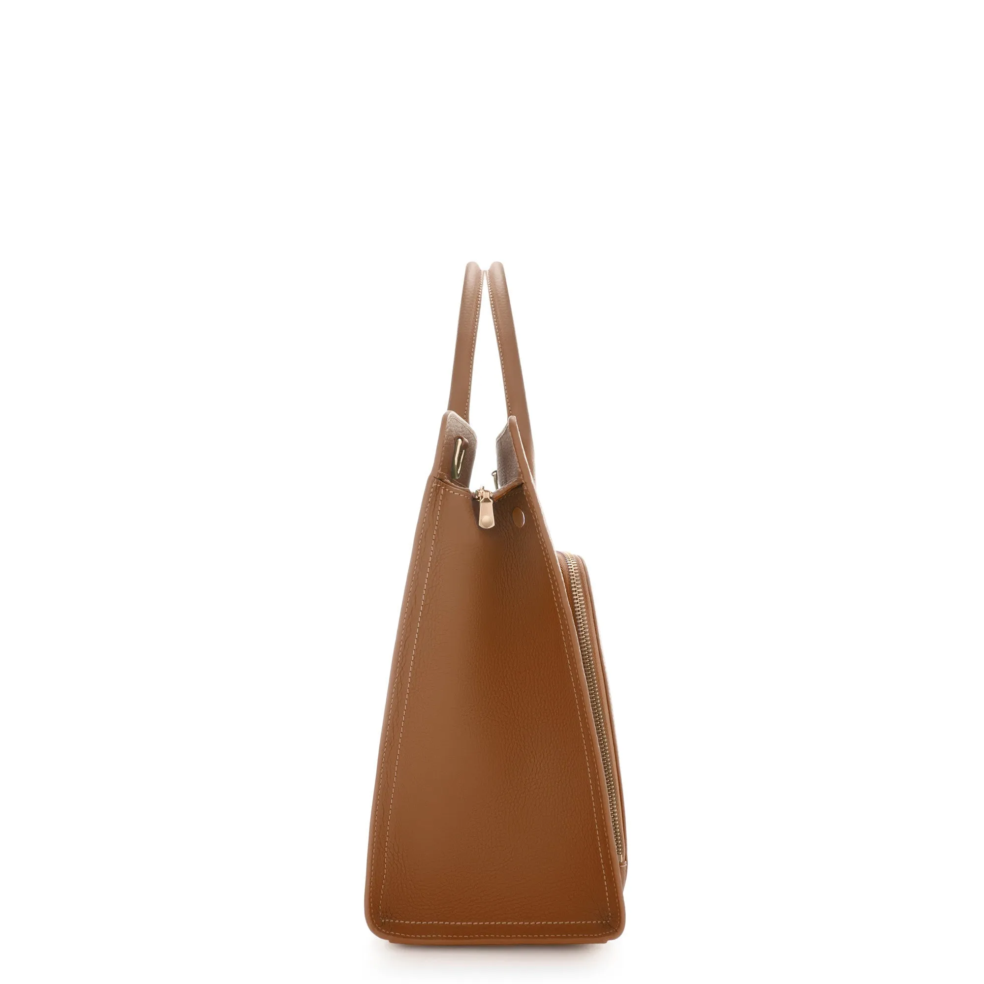 Cadeau d'Isabel camel calfskin leather handbag and zipper wallet gift set