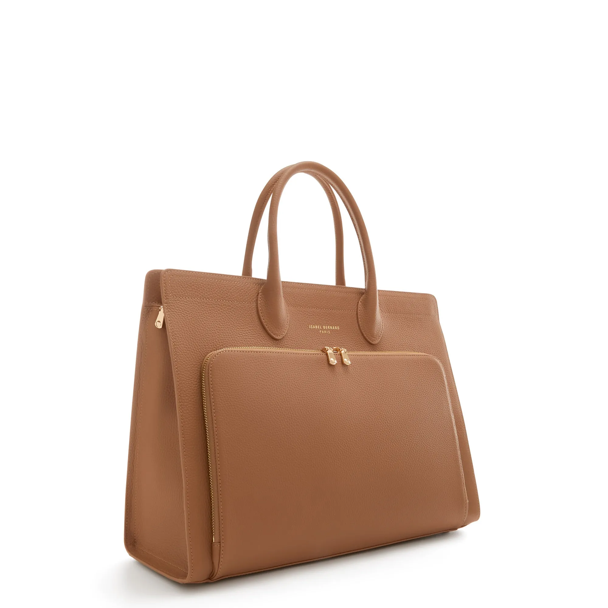 Cadeau d'Isabel camel calfskin leather handbag and zipper wallet gift set