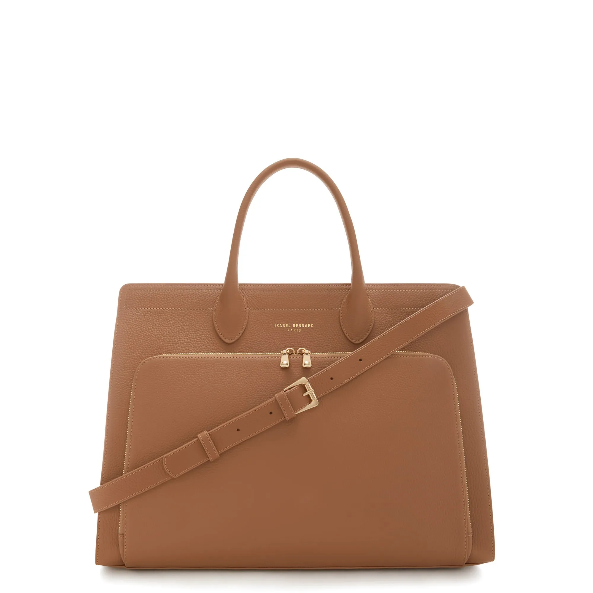 Cadeau d'Isabel camel calfskin leather handbag and zipper wallet gift set