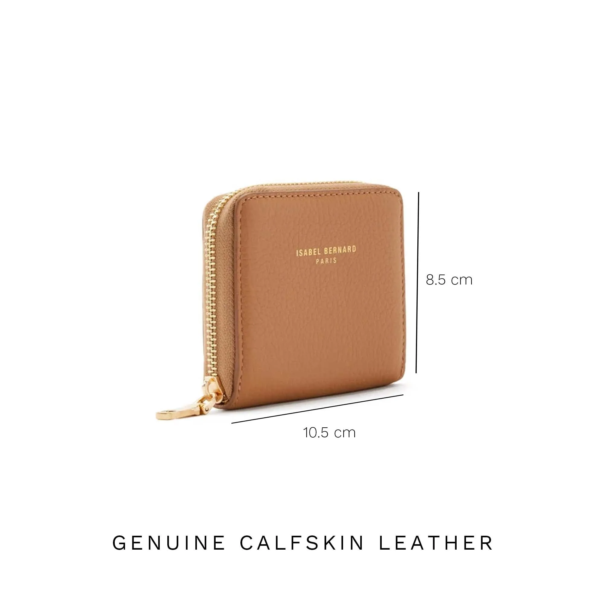 Cadeau d'Isabel camel calfskin leather handbag and zipper wallet gift set