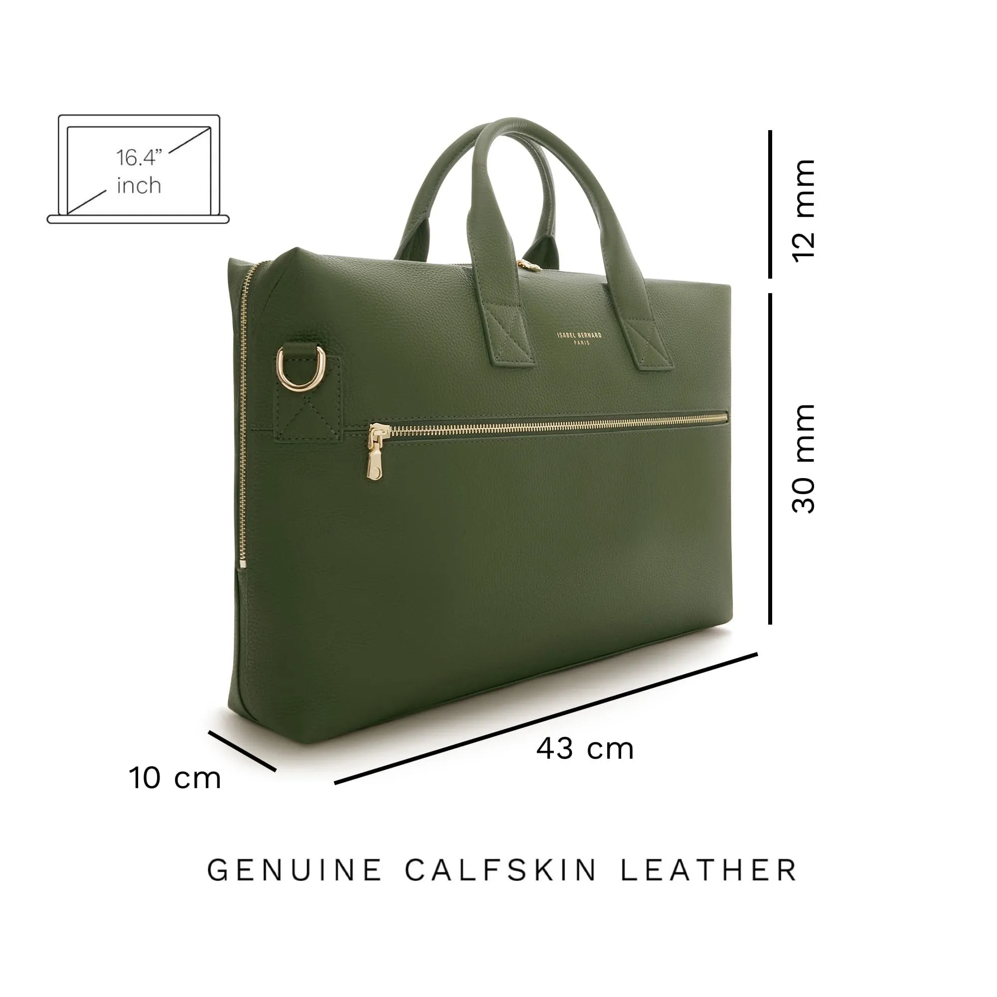Cadeau d'Isabel green calfskin leather handbag and zipper wallet gift set