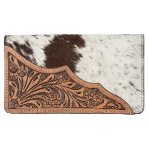 Calama Brown and White Hide Tooled Slim Wallet
