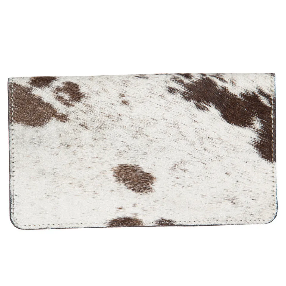 Calama Brown and White Hide Tooled Slim Wallet
