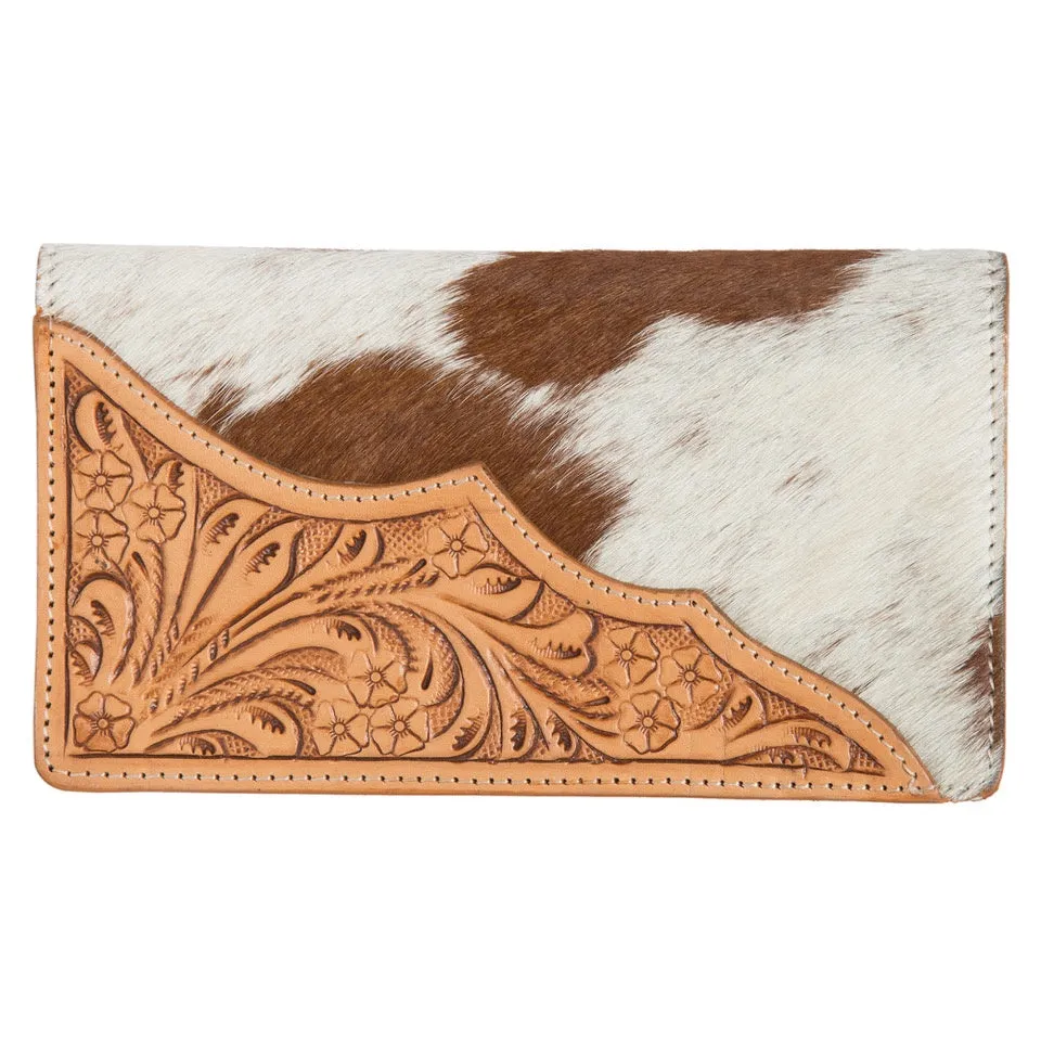 Calama Tan and White Hide Tooled Slim Wallet