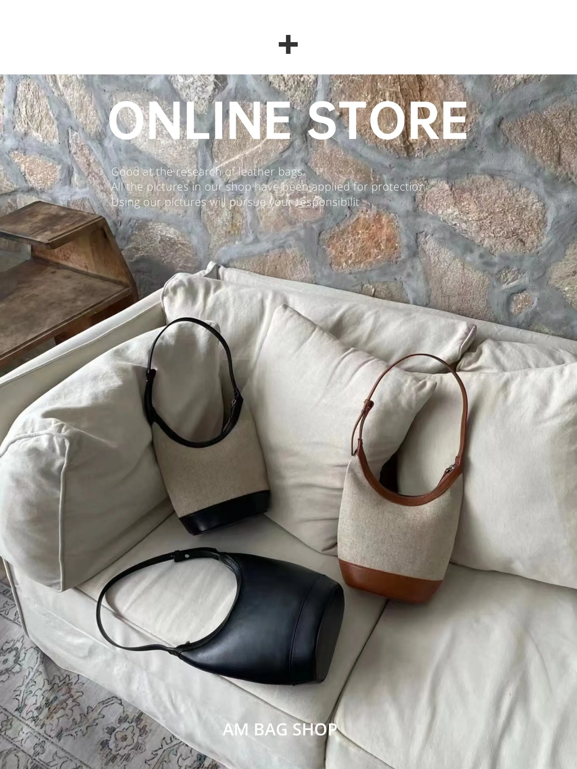Canvas and Leather Shoulder Bag