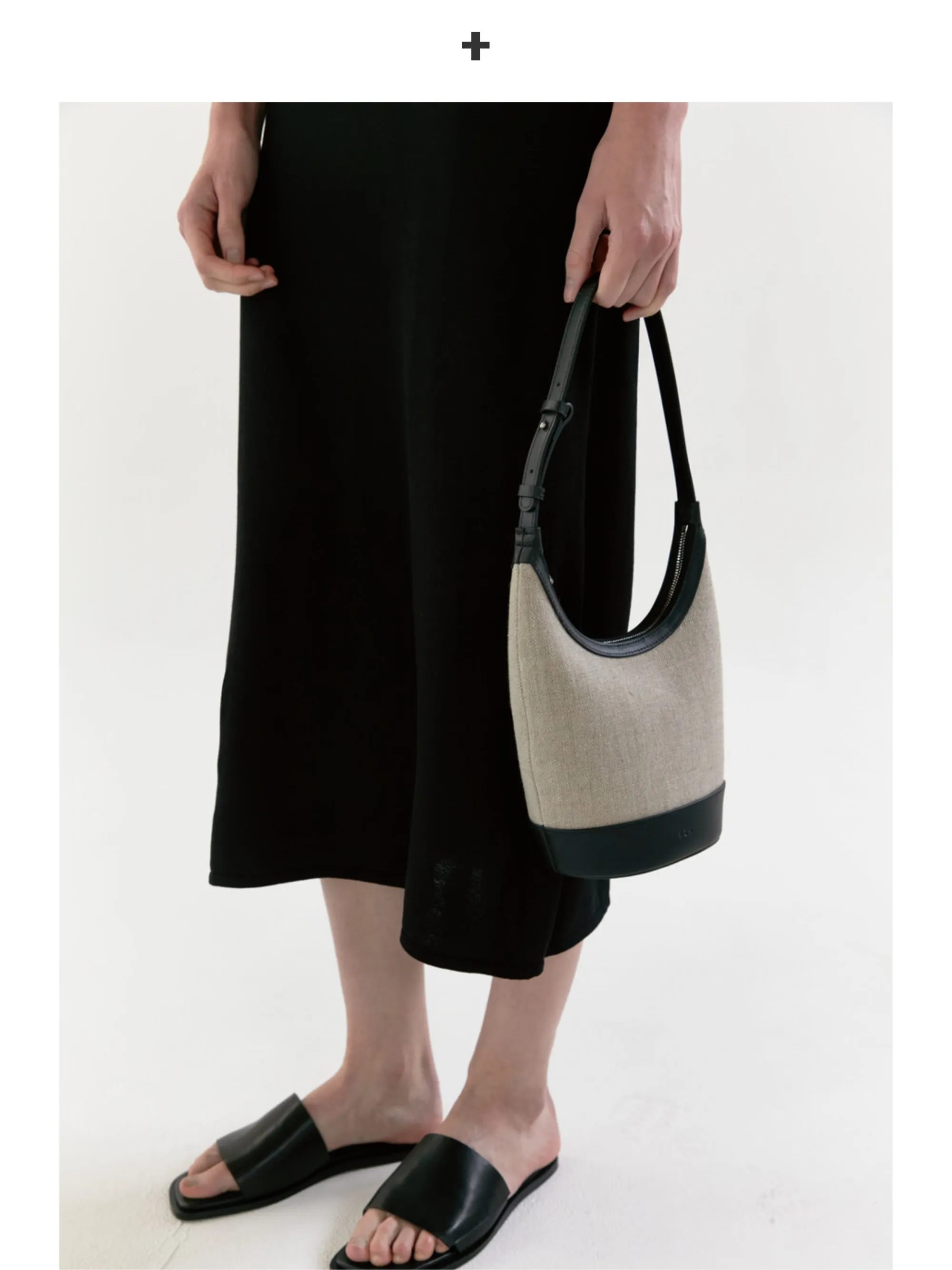 Canvas and Leather Shoulder Bag