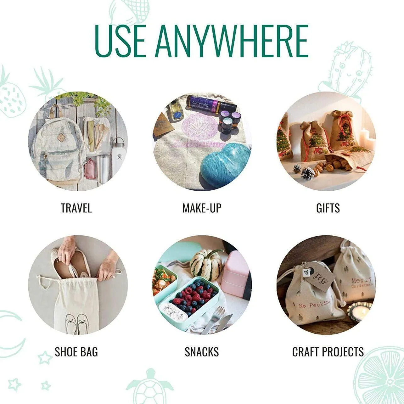 Canvas Bags 10-100pcs Drawstring Storage Bag
