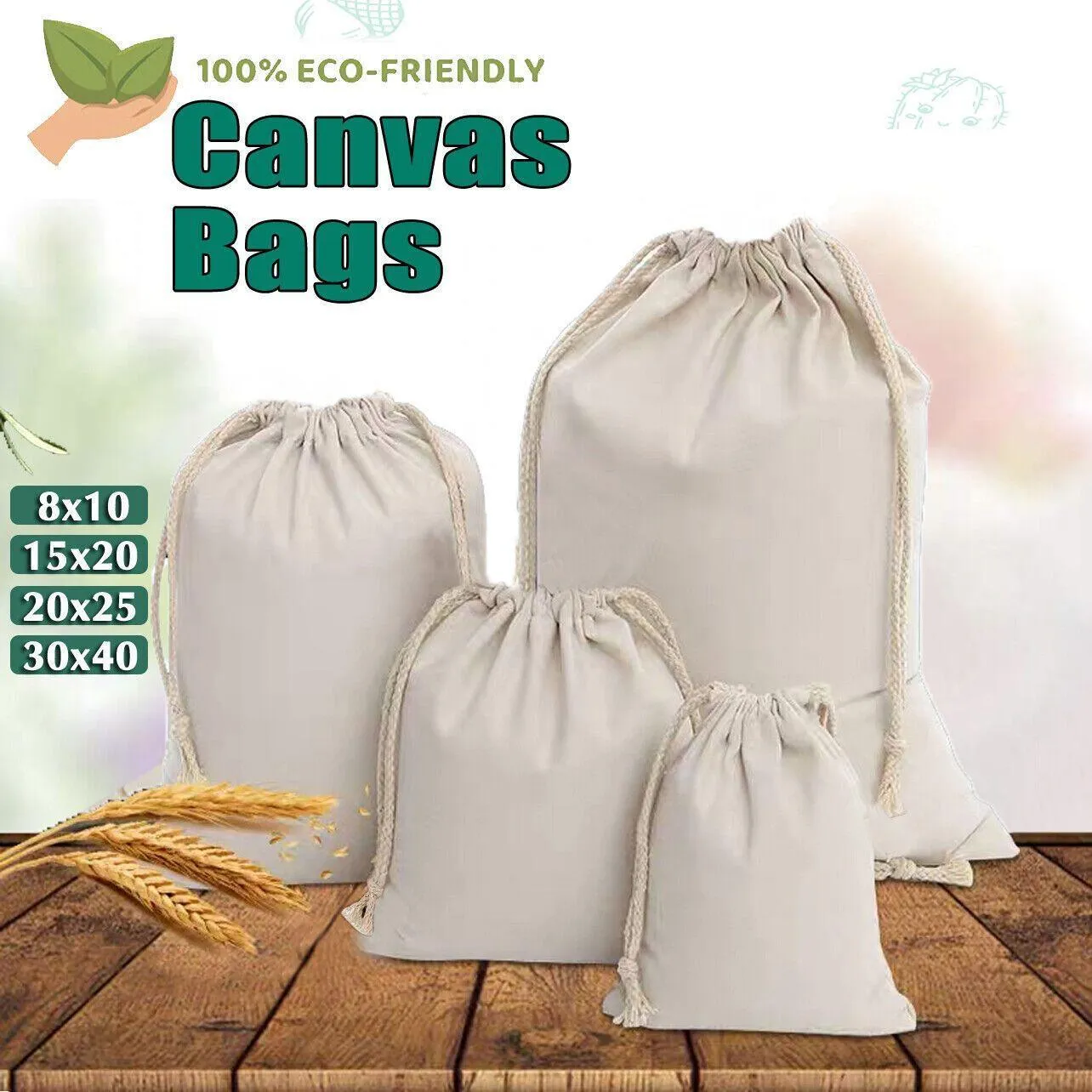 Canvas Bags 10-100pcs Drawstring Storage Bag