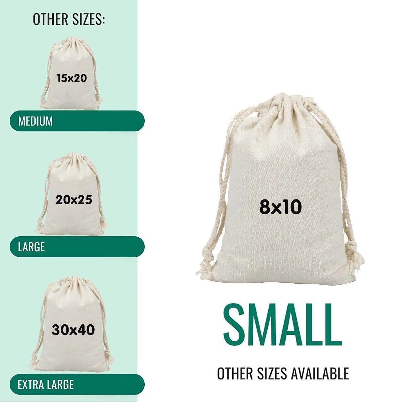 Canvas Bags 10-100pcs Drawstring Storage Bag