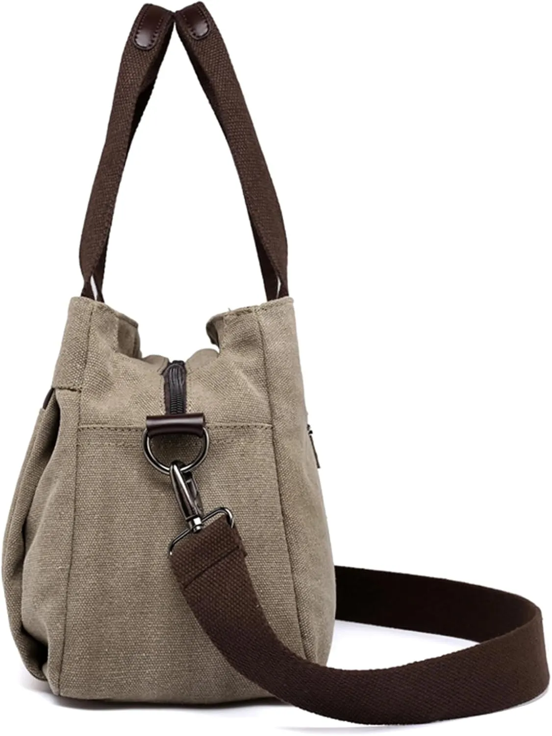 Canvas Hobo Crossbody Bag for Women - Multi-Compartment Tote Purse Campare with Adjustable Strap Hangbags Bags