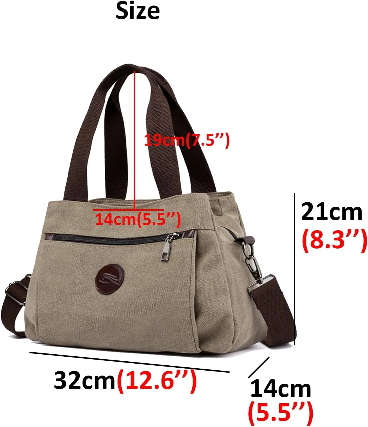 Canvas Hobo Crossbody Bag for Women - Multi-Compartment Tote Purse Campare with Adjustable Strap Hangbags Bags