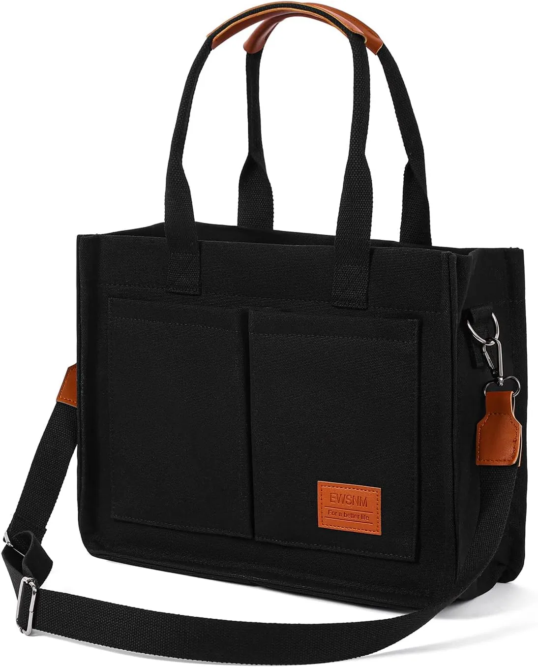 Canvas Tote Bag for Women, Large Laptop Travel Tote Handbag Totes with Crossbody Shoulder Teachers Reusable Grocery Bags