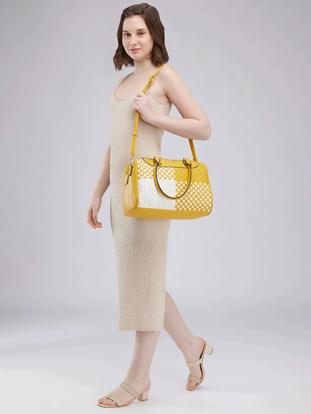 Caprese Aria Medium Mustard Satchel Bag